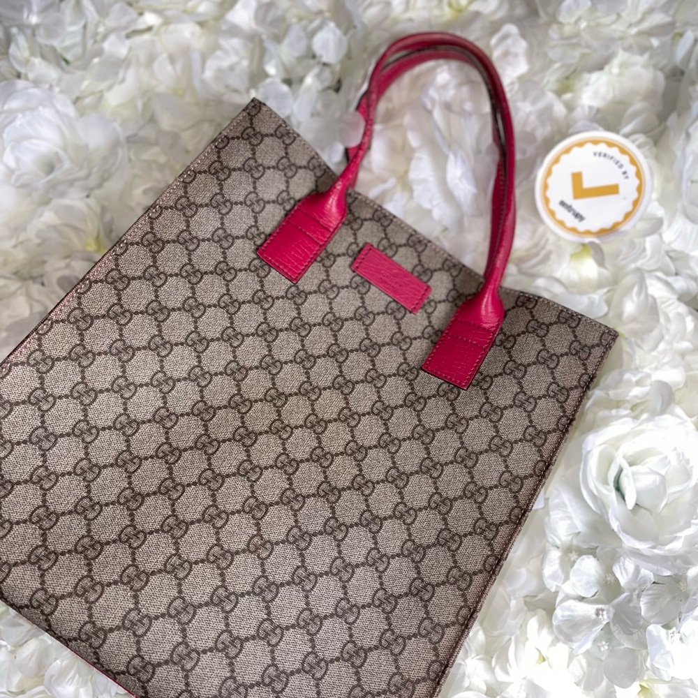 Gucci GG Supreme Top Handle Pink Women's Tote Bag - Picture 2 of 10